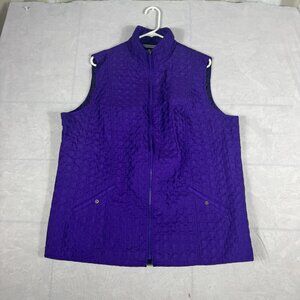 Allison Daly Quilted Vest Womens Blue Full Zip Mock Neck Outdoor Front Pocket